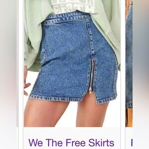We The Free Blue Mini Pencil Skirt with Slit
